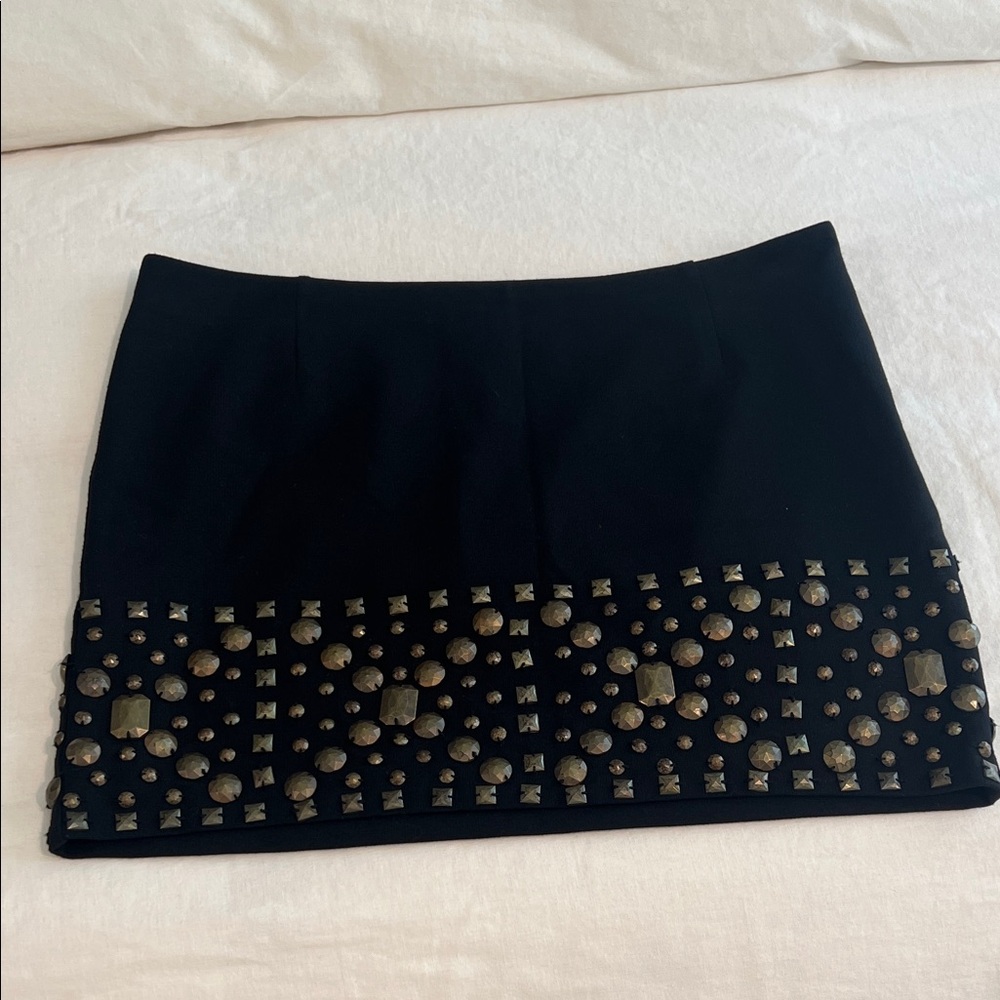 LaRok Black Mini Skirt with Gold Accents